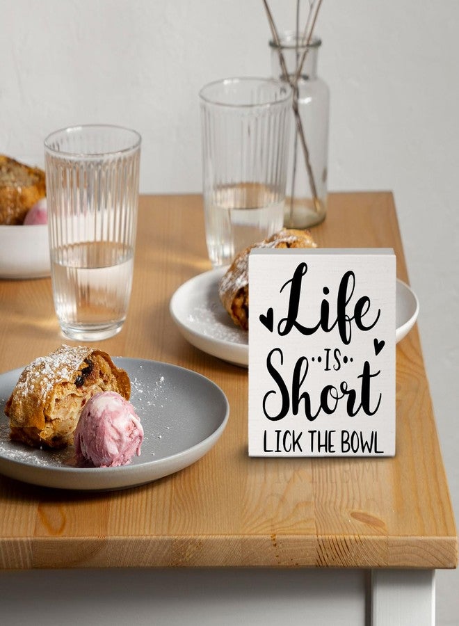 Nvotell Funny Kitchen Wooden Box Sign,Life Is Short Lick The Bowl Box Sign,Quotes Wood Sign For Kitchen Living Room Bedroom,Fall Sign Desk Decor,Housewarming Gifts,5x5 Inch - Image 3